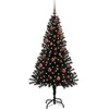 Kalėdų eglutė su 150 LED s stovu Juoda 150 cm PVC