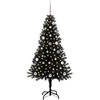 Kalėdų eglutė su 150 LED s stovu Juoda 150 cm PVC