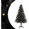 Kalėdų eglutė su 150 LED s stovu Juoda 150 cm PVC