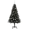 Kalėdų eglutė su 150 LED s stovu Juoda 150 cm PVC