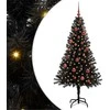 Kalėdų eglutė su 150 LED s stovu Juoda 150 cm PVC