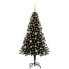 Kalėdų eglutė su 150 LED s stovu Juoda 150 cm PVC