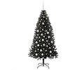 Kalėdų eglutė su 300 LED s stovu Juoda 180 cm PVC