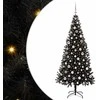 Kalėdų eglutė su 300 LED s stovu Juoda 210 cm PVC