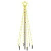 Kalėdų eglutė su kuoliuku, šiltos baltos spalvos, 108LED, 180cm