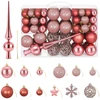 Kalėdų kamuoliukų rinkinys 111 vnt. Rožinė 6 cm Polystirenas