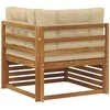 Lauko kampinis sofa Kietos akacijos mediena Natūrali