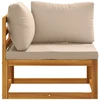 Kampinė sofa su pagalvėlėmis Kietos akacijos mediena Natūrali
