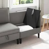 Kampinė Sofa su Saugykla Tamsiai pilka Aksomas