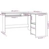 Kampinis stalas, pilkas, 120x140x75cm, MDP, L formos, blizgus