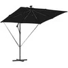 Skėtis nuo saulės su LED juostelėmis Juoda 249 x 249 x 250 cm