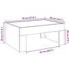 Kavos staliukas su Infinity LED lemputėmis, pilkas, 70x50x30cm