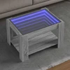 Kavos staliukas su LED, pilkas ąžuolo, 73x53x45cm, mediena