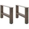 Kavos staliuko kojelės, 2 vnt., 50x(30-31) cm, natūralus plienas