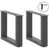 Kavos staliuko kojelės, 2 vnt., antracito spalvos, 40x(30-31) cm, plienas, U formos