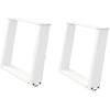 Kavos staliuko kojelės, 2 vnt., baltos, 60x(42-43) cm, plienas, U formos