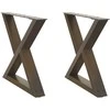 Kavos staliuko kojelės, 2 vnt., natūralus plienas, 50x(42-43,3) cm, plienas