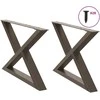 Kavos staliuko kojelės, 2 vnt., natūralus plienas, 70x(42-43,3) cm, plienas