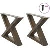 Kavos staliuko kojelės, 2 vnt., natūralus plienas, 60x(30-31,3) cm, plienas