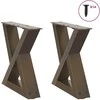 Kavos staliuko kojelės, 2 vnt., natūralus plienas, 40x(30-31,3) cm, plienas
