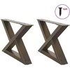 Kavos staliuko kojelės, 2 vnt., natūralus plienas, 50x(30-31,3) cm, plienas