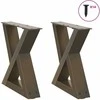 Kavos staliuko kojelės, 2 vnt., natūralus plienas, 30x(30-31,3) cm, plienas