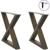 Kavos staliuko kojelės, 2 vnt., natūralus plienas, 60x(42-43,3) cm, plienas