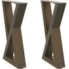 Kavos staliuko kojelės, 2 vnt., natūralus plienas, 38x(42-43,3) cm, plienas