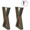 Kavos staliuko kojelės, 2 vnt., natūralus plienas, 38x(42-43,3) cm, plienas