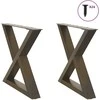 Kavos staliuko kojelės, 2 vnt., natūralus plienas, 50x(42-43,3) cm, plienas