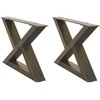 Kavos staliuko kojelės, 2 vnt., natūralus plienas, 60x(30-31,3) cm, plienas