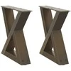 Kavos staliuko kojelės, 2 vnt., natūralus plienas, 40x(30-31,3) cm, plienas