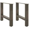 Kavos staliuko kojelės, 2 vnt., 50x(42-43) cm, natūralus plienas
