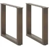 Kavos staliuko kojelės, U formos, 2 vnt., natūralus plienas, 50x(42-43) cm, plienas