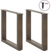 Kavos staliuko kojelės, U formos, 2 vnt., natūralus plienas, 50x(42-43) cm, plienas