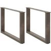 Kavos staliuko kojelės, U formos, 2 vnt., natūralus plienas, 60x(42-43) cm, plienas
