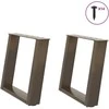 Kavos staliuko kojelės, U formos, 2 vnt., natūralus plienas, 50x(42-43) cm, plienas