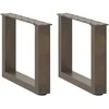 Kavos staliuko kojelės, U formos, 2 vnt., natūralus plienas, 40x(30-31) cm, plienas