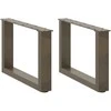 Kavos staliuko kojelės, U formos, 2 vnt., natūralus plienas, 50x(30-31) cm, plienas