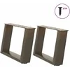 Kavos staliuko kojelės, U formos, 2 vnt., natūralus plienas, 40x(30-31) cm, plienas