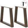 Kavos staliuko kojelės, V formos, 2 vnt., natūralus plienas, 70x(42-43,3) cm, plienas