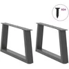 Kavos staliuko kojelės, V formos, 2 vnt., antracito spalvos, 60x(30-31,3) cm, plienas