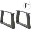 Kavos staliuko kojelės, V formos, 2 vnt., antracito spalvos, 50x(30-31,3) cm, plienas