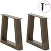 Kavos staliuko kojelės, V formos, 2 vnt., natūralus plienas, 40x(30-31,3) cm, plienas