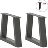 Kavos staliuko kojelės, V formos, 2 vnt., antracito spalvos, 40x(30-31,3) cm, plienas