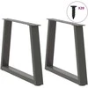 Kavos staliuko kojelės, V formos, 2 vnt., antracito spalvos, 50x(42-43,3) cm, plienas