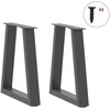 Kavos staliuko kojelės, V formos, 2 vnt., antracito spalvos, 28x(42-43,3) cm, plienas