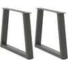 Kavos staliuko kojelės, V formos, 2 vnt., antracito spalvos, 50x(42-43,3) cm, plienas