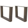 Kavos staliuko kojelės, V formos, 2 vnt., natūralus plienas, 60x(30-31,3) cm, plienas