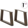 Kavos staliuko kojelės, V formos, 2 vnt., natūralus plienas, 50x(30-31,3) cm, plienas